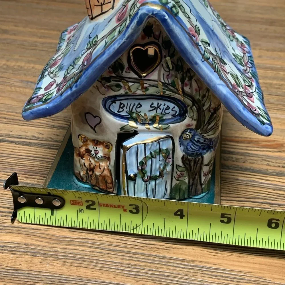 Blue Sky Candle Holder with Intricate Ceramic Accents